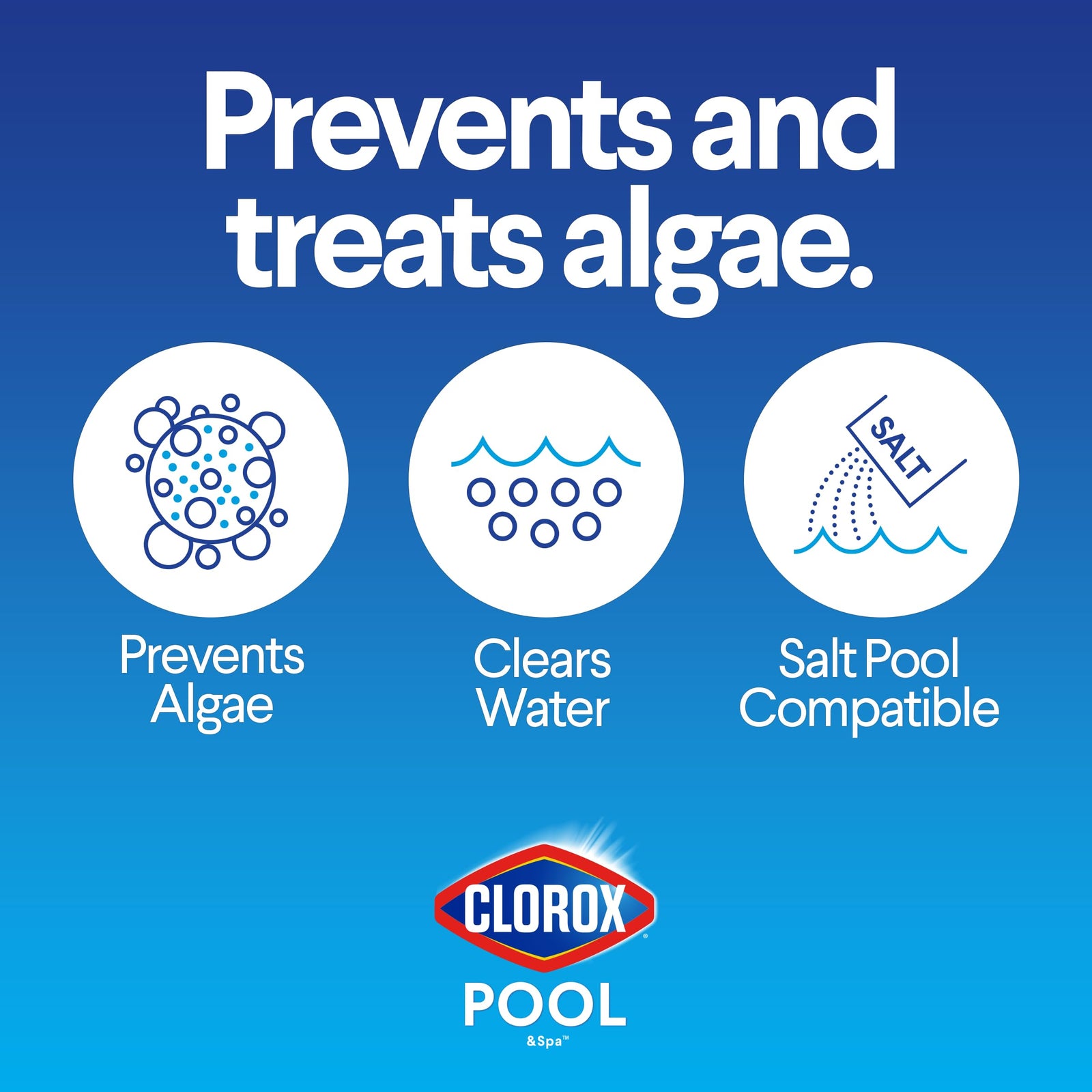 Clorox® Pool&Spa™ Swimming Pool Algaecide and Clarifier, Prevents and Treats Pool Algae, Clears Water, 128 Fl Oz (Pack of 1)