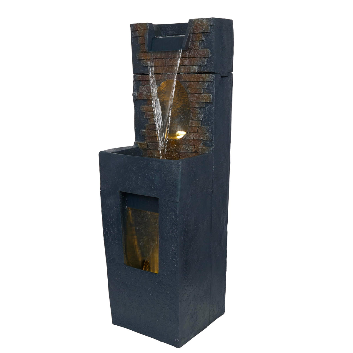 Alpine Corporation 40" Stone Wall Cascading Fountain with LED Lights