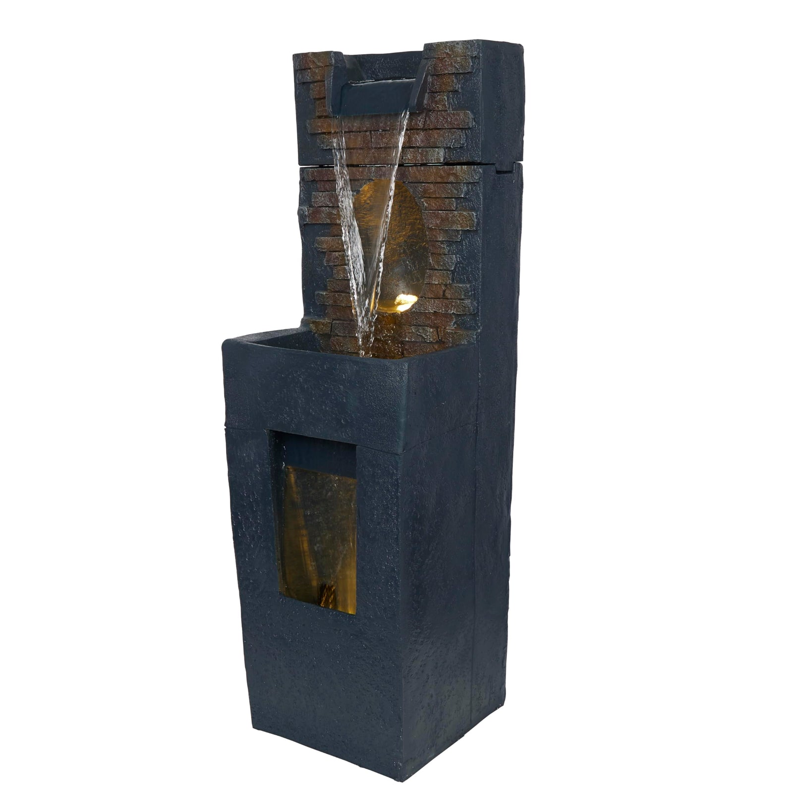 Alpine Corporation 40" Stone Wall Cascading Fountain with LED Lights
