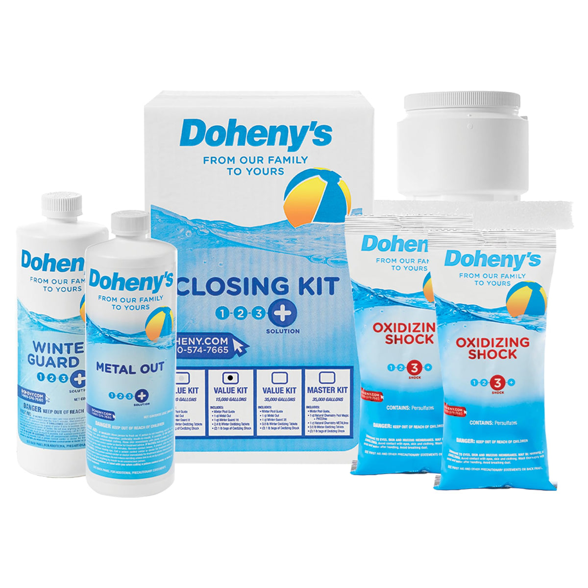 Doheny’s Ultimate Pool Closing Kit, Winterizing Chemicals for Above Ground Pools, Inground Pools, Includes Pool Shock, Algaecide, Stain Preventer, Treats up to 15,000 Gallons
