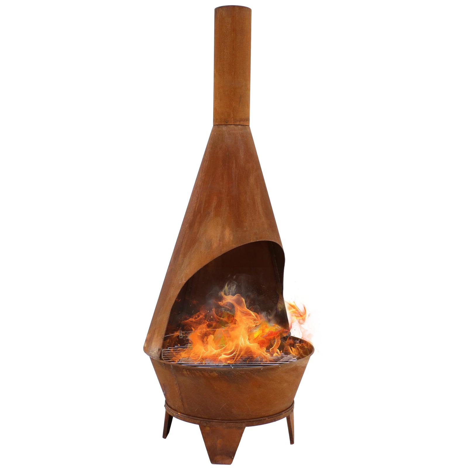 Sunnydaze Large Chiminea Outdoor Fireplace - Outdoor Wood-Burning Fireplace
