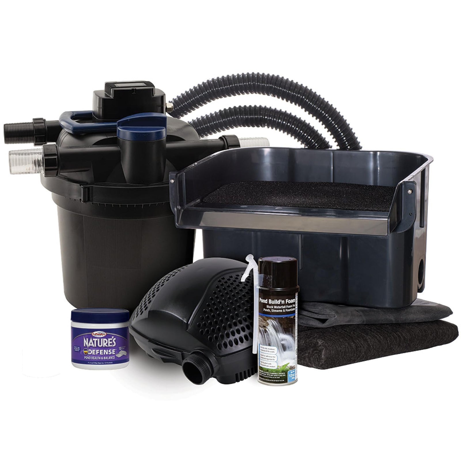 The Pond Guy AllClear Ecosystem Kit – Complete DIY Fishpond with Liner, Pump, UV Filter & Waterfall (1,000-2,000 Gallons) 11' x 11'