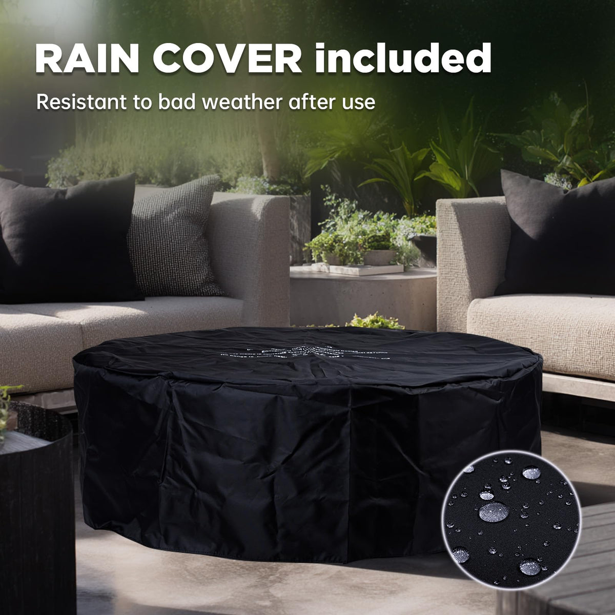 FLOOORE 42 Inch Fire Pit Table, Outdoor Propane 65,000 BTU