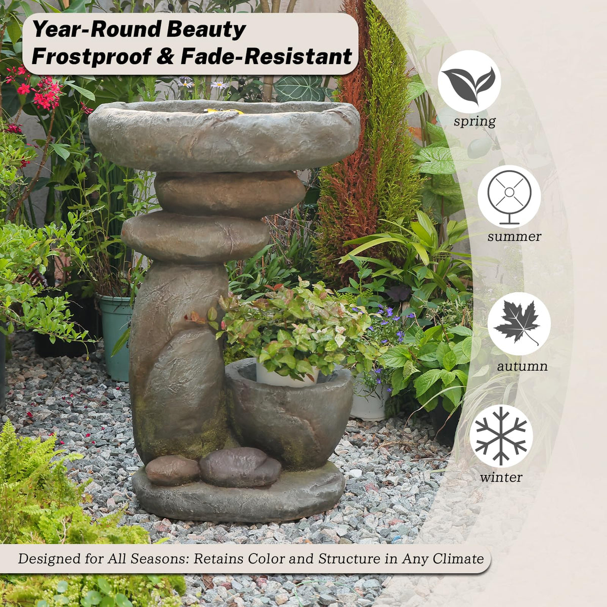 GardesT Outdoor Solar Fountain and Bird Bath