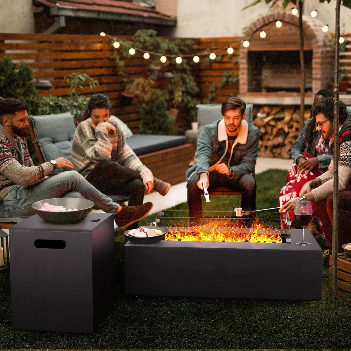Jocoevol 42in Fire Pit Table Propane Fire Pit 50,000 BTU