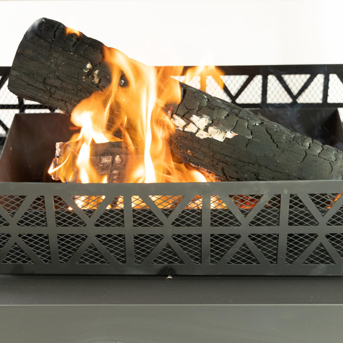 Deko Living 36" Rectangular Steel Outdoor Wood Burning Fireplace - Outdoor Fireplace with Adjustable Cooking Grill & Log Storage Compartment - Camping Fire Place with Safety Screen and Poker