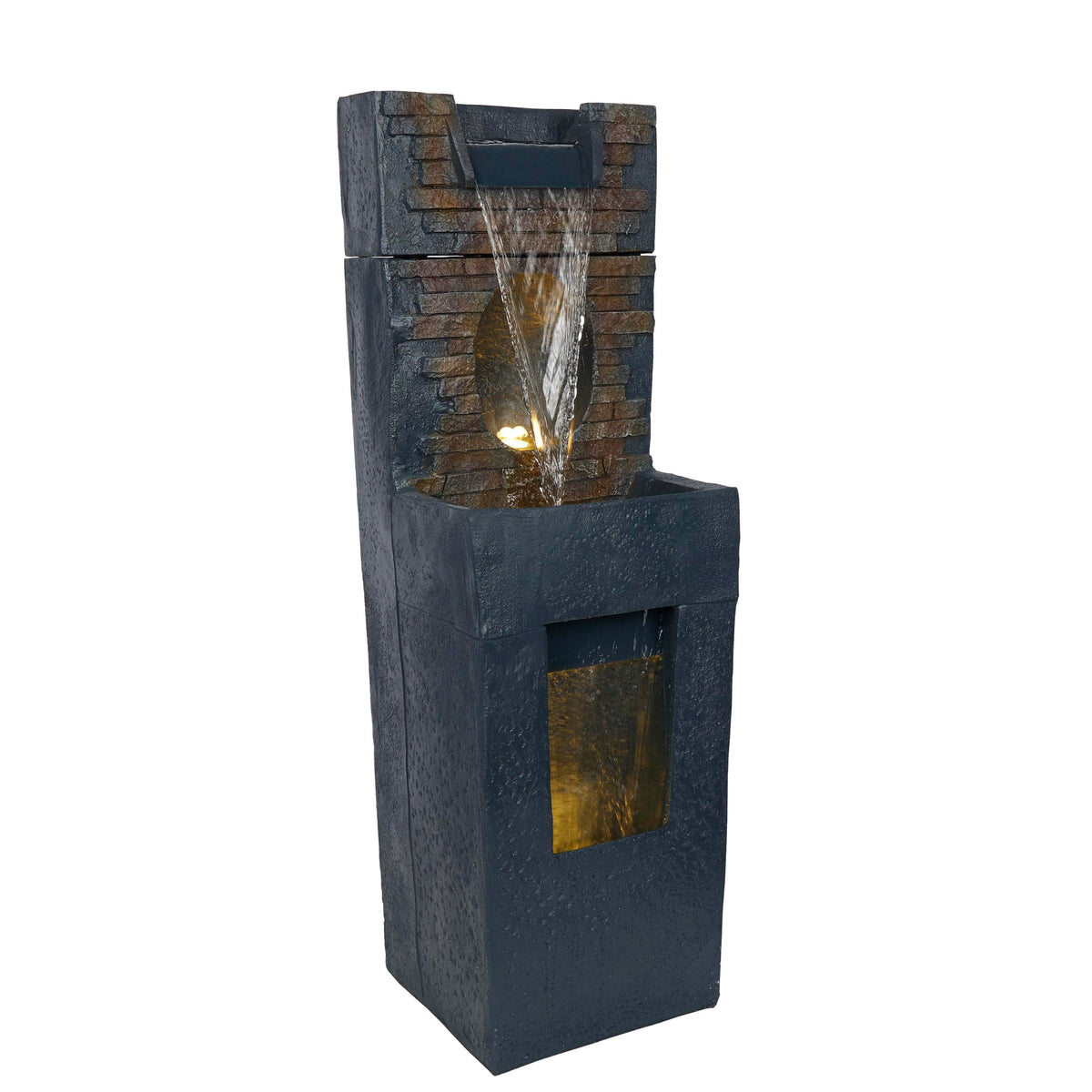 Alpine Corporation 40" Stone Wall Cascading Fountain with LED Lights