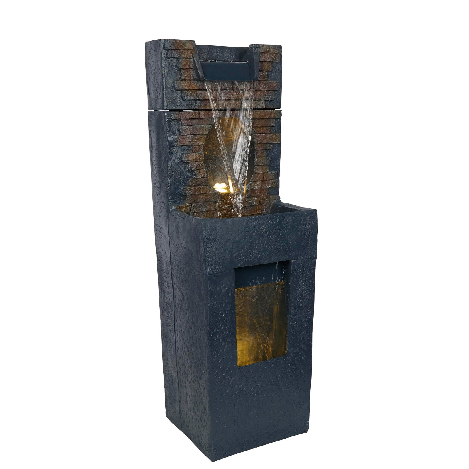 Alpine Corporation 40" Stone Wall Cascading Fountain with LED Lights