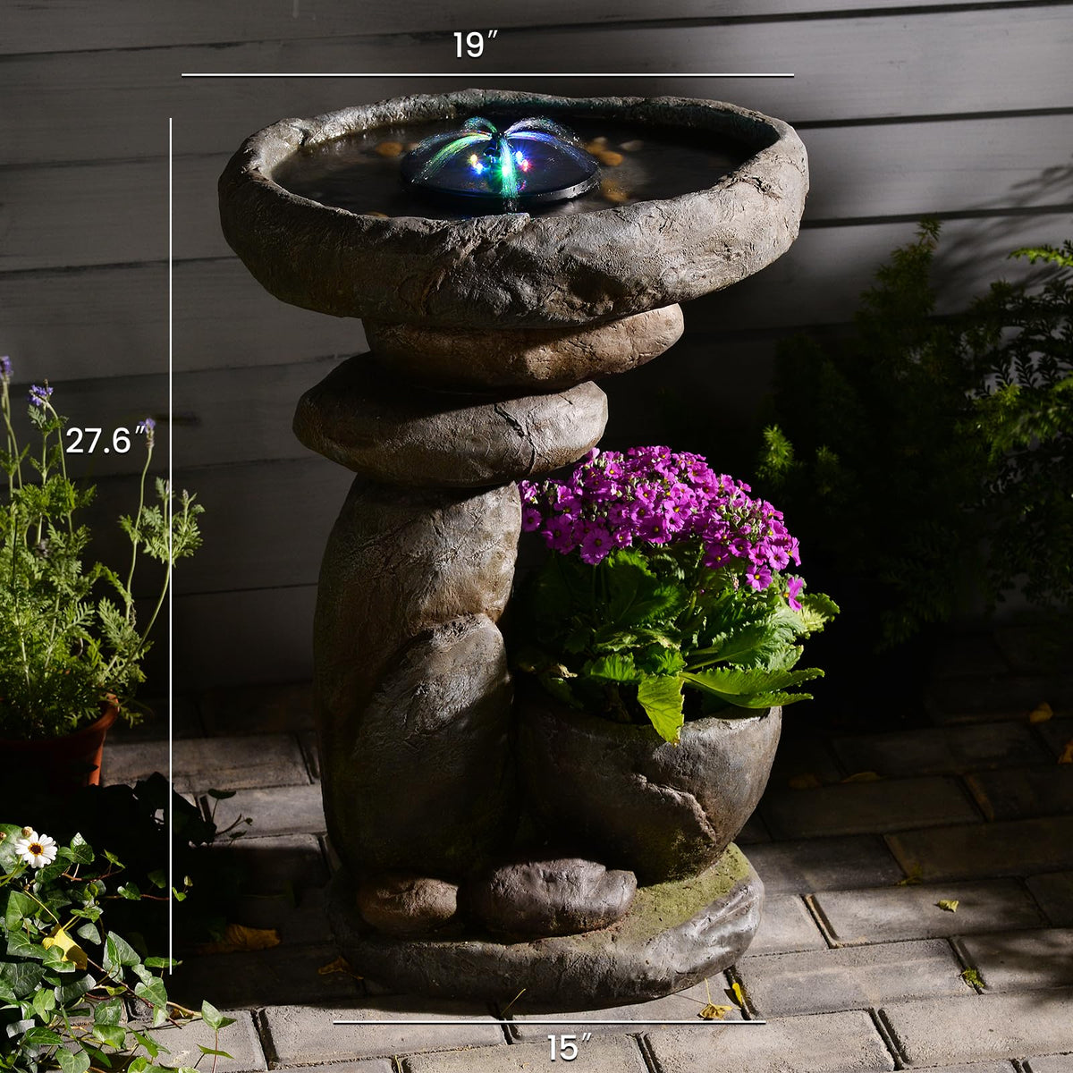 GardesT Outdoor Solar Fountain and Bird Bath