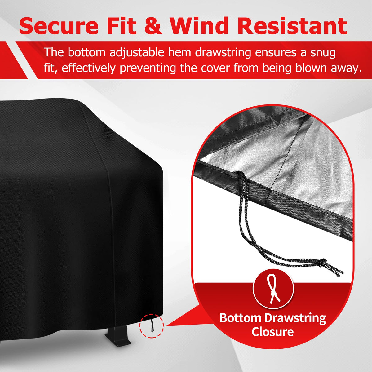 i COVER Grill Cover, 58 inch BBQ Grill Cover for Outdoor Grill, Anti-UV & Fade Resistant Gas Grill Cover, Waterproof Barbecue Grill Covers for Weber, Char-Broil, Nexgrill and More, Black