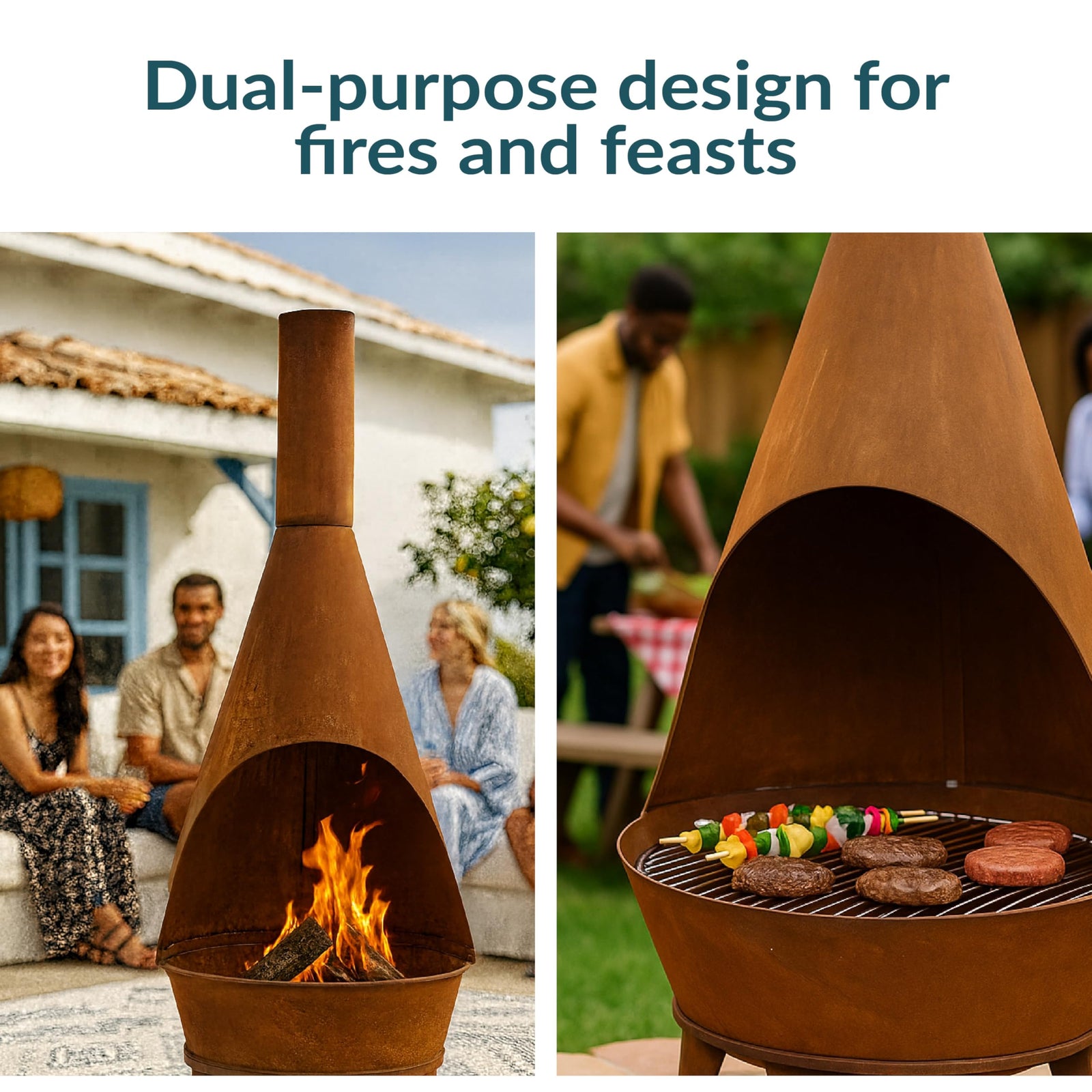 Sunnydaze Large Chiminea Outdoor Fireplace - Outdoor Wood-Burning Fireplace