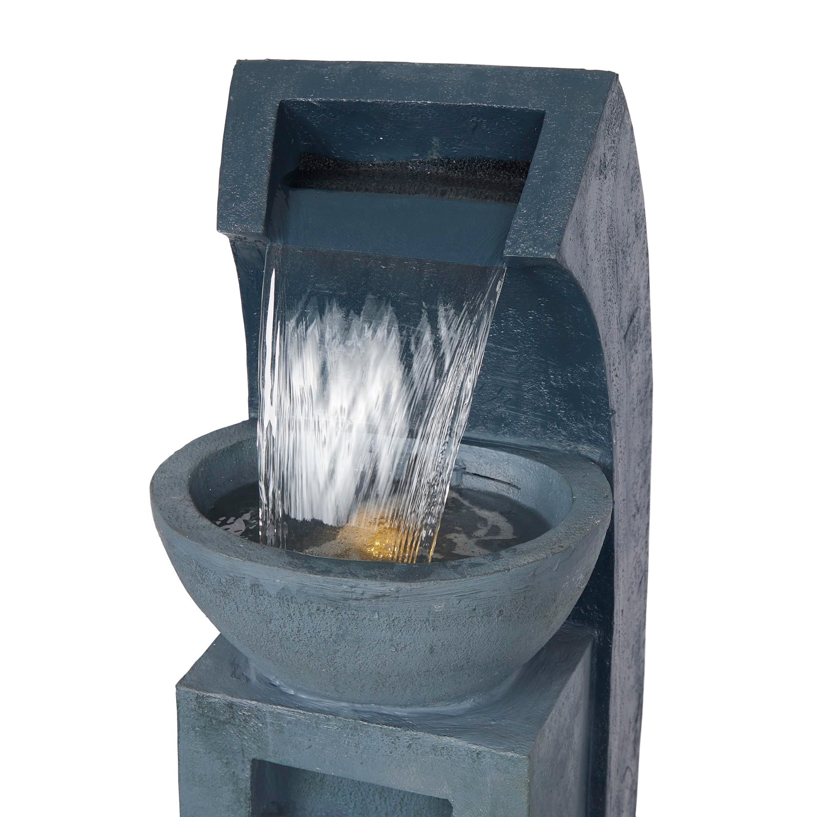 Alpine Corporation 41" Tall Outdoor Basin Waterfall Floor Fountain with LED Lights