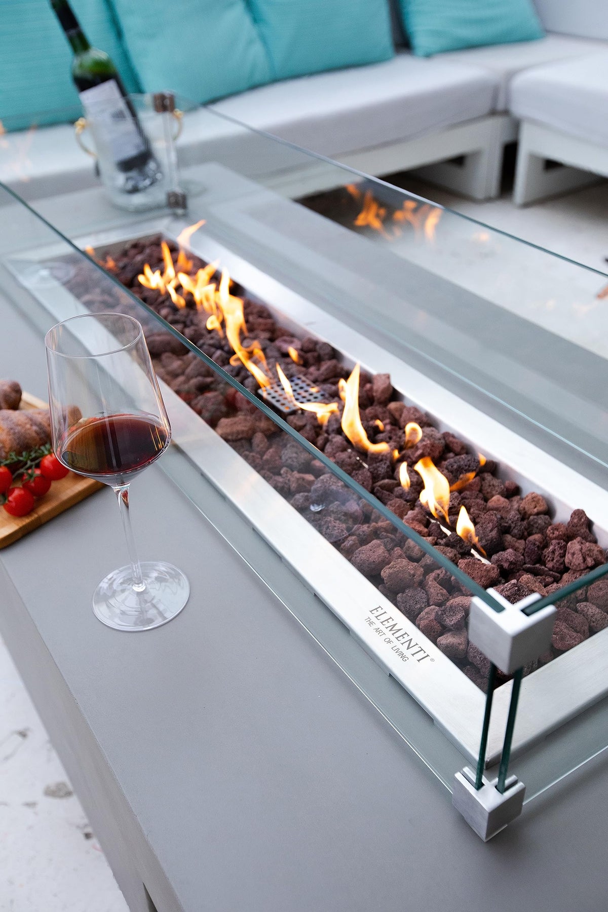 Elementi | Granville Gas Fire Pit Cast Concrete 60" Rectangular Fire Table