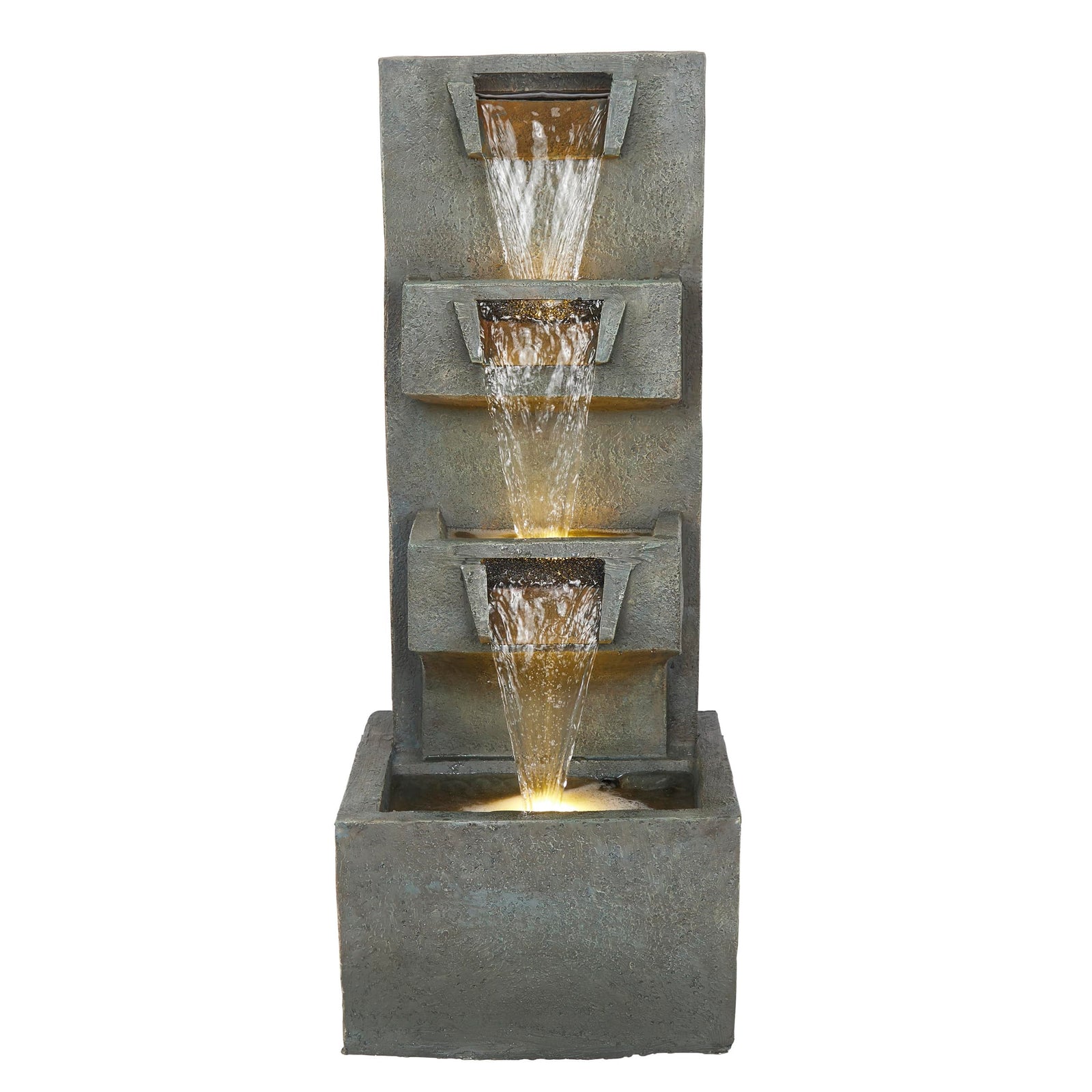 Alpine Corporation 33" 3 Tier Basin Cascading Fountain with LED Lights