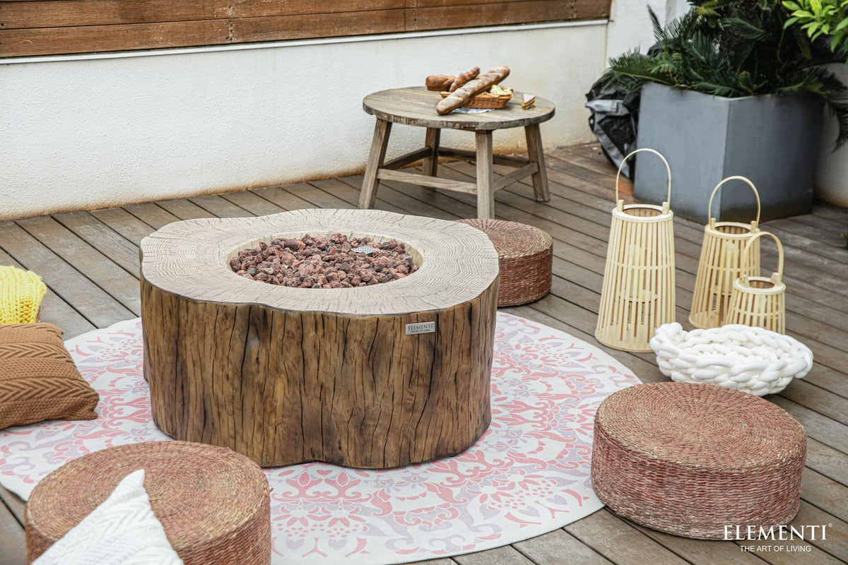Elementi | Manchester Gas Fire Pit Cast Concrete Semi-Round Fire Table