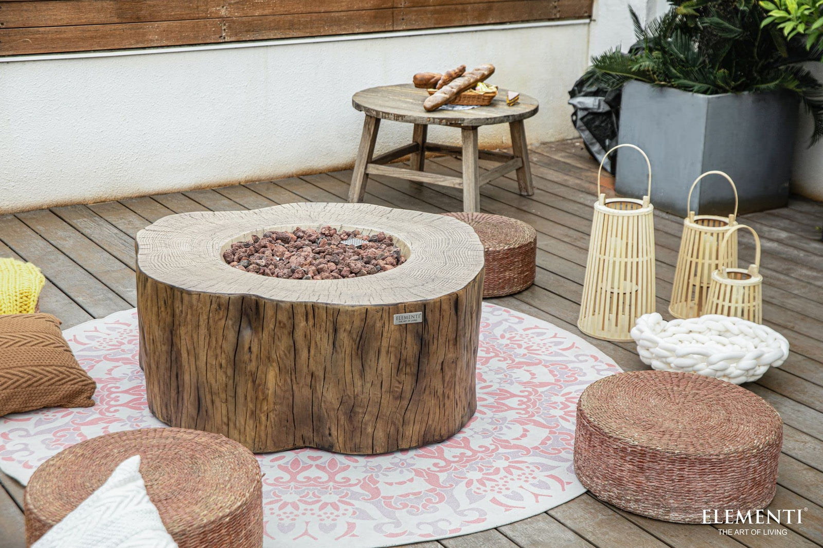 Elementi | Manchester Gas Fire Pit Cast Concrete Semi-Round Fire Table