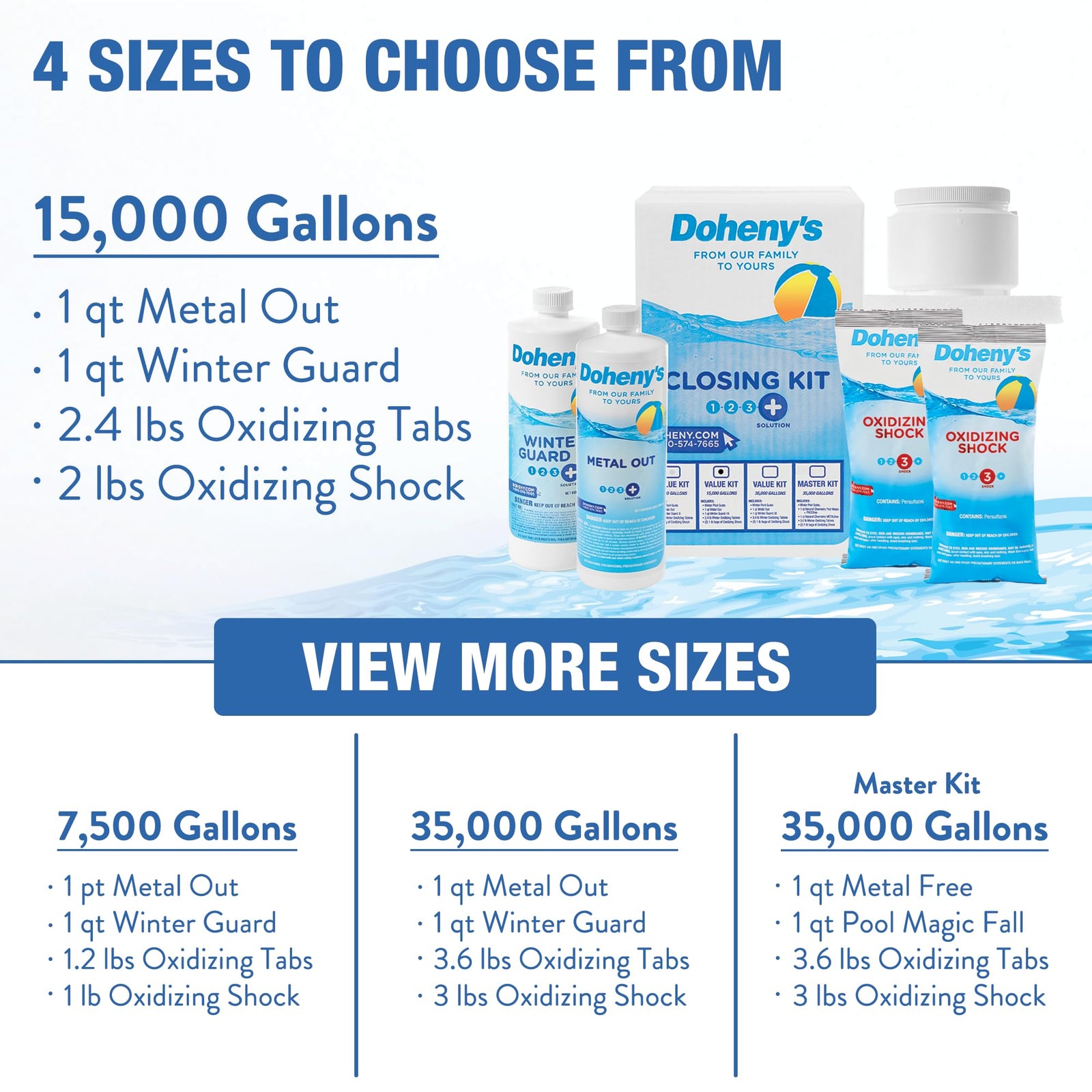 Doheny’s Ultimate Pool Closing Kit, Winterizing Chemicals for Above Ground Pools, Inground Pools, Includes Pool Shock, Algaecide, Stain Preventer, Treats up to 15,000 Gallons