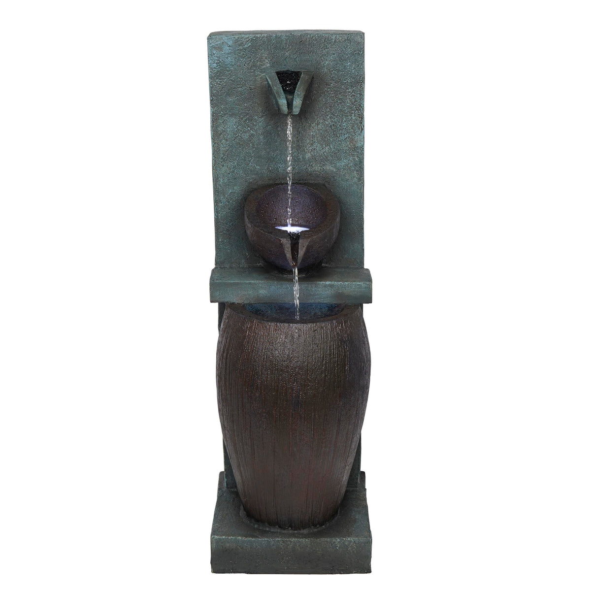 Alpine Corporation 32" 3 Tier Jar Fountain with LED Lights