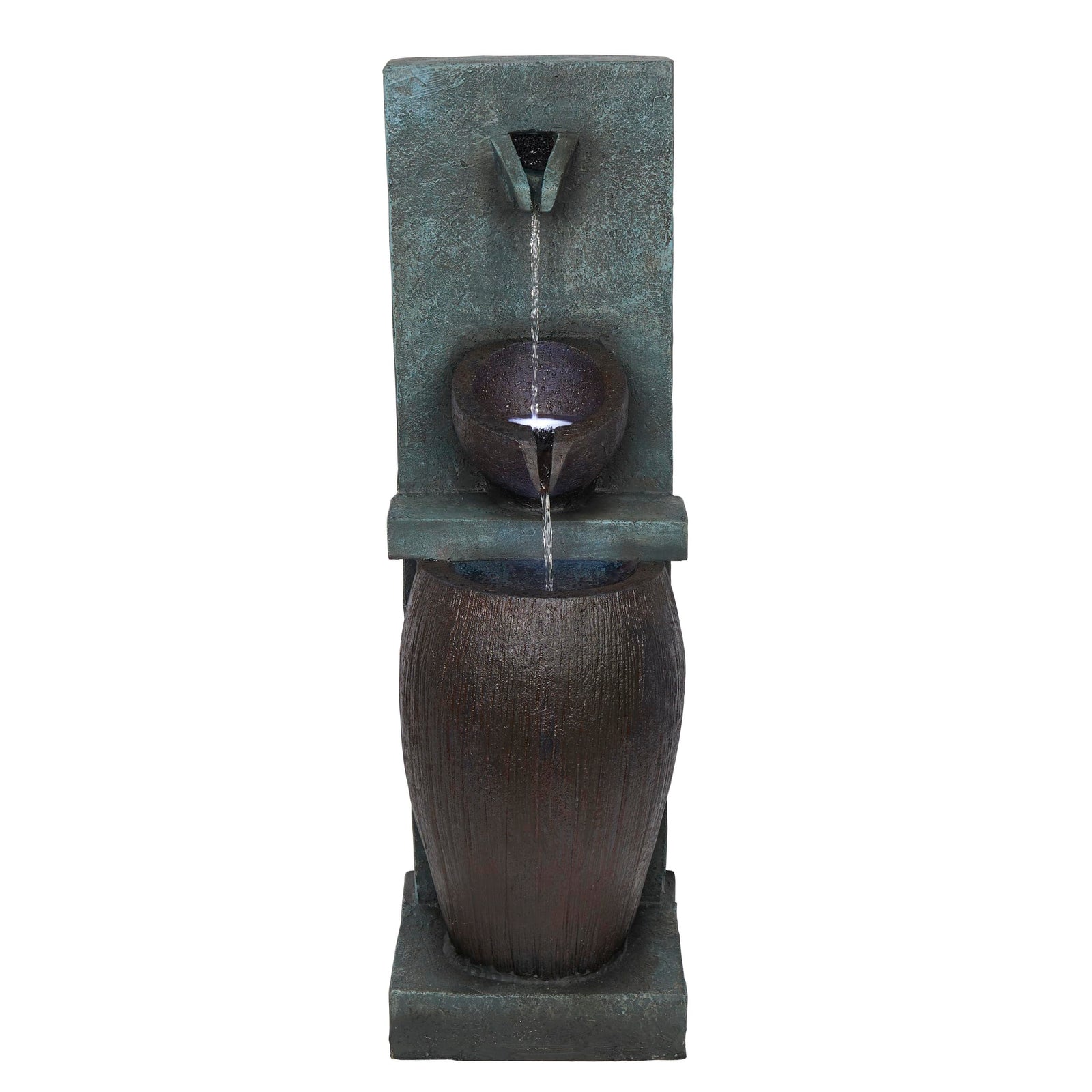 Alpine Corporation 32" 3 Tier Jar Fountain with LED Lights