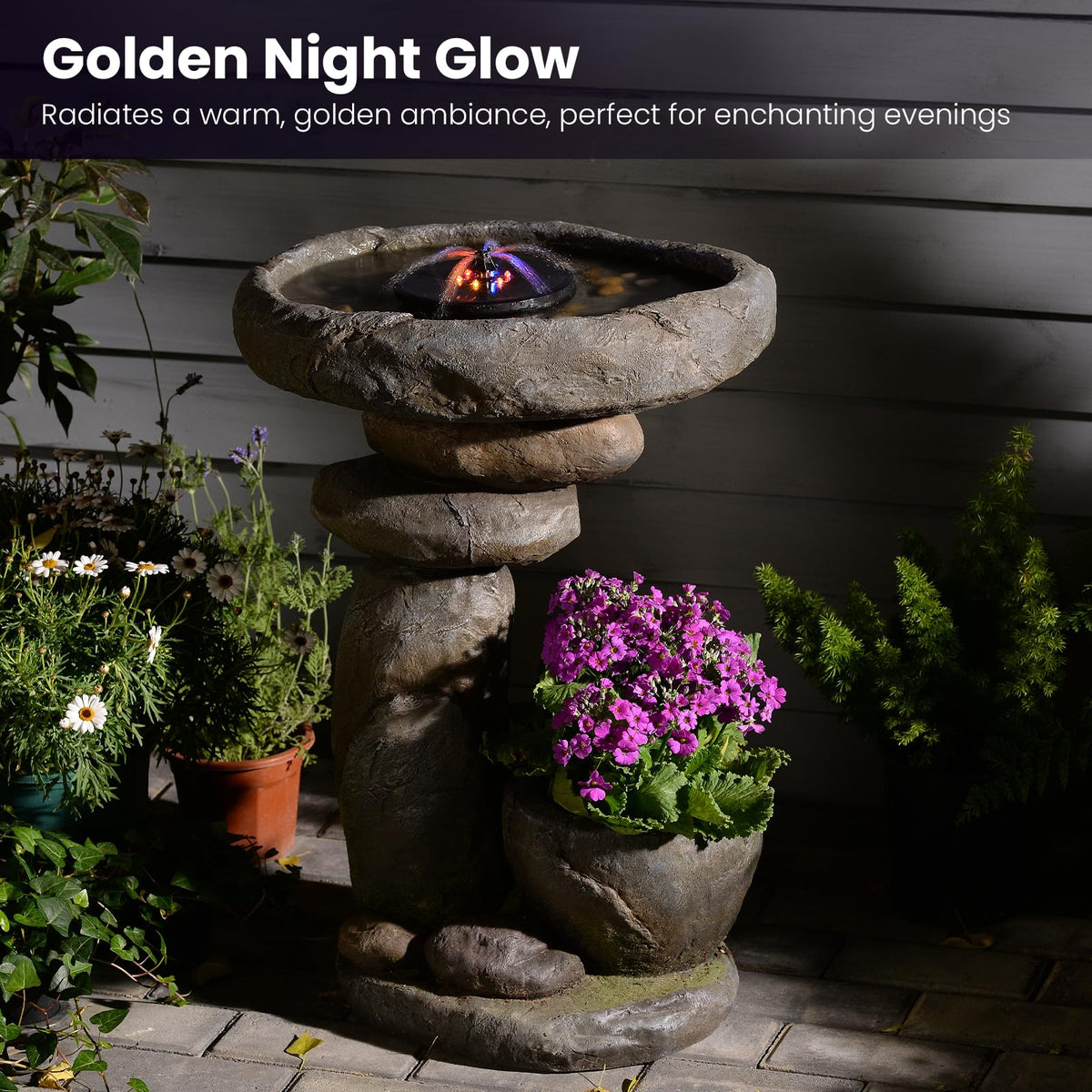GardesT Outdoor Solar Fountain and Bird Bath
