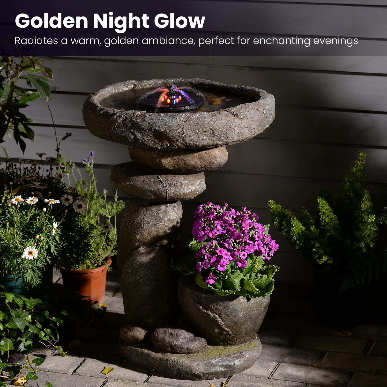 GardesT Outdoor Solar Fountain and Bird Bath
