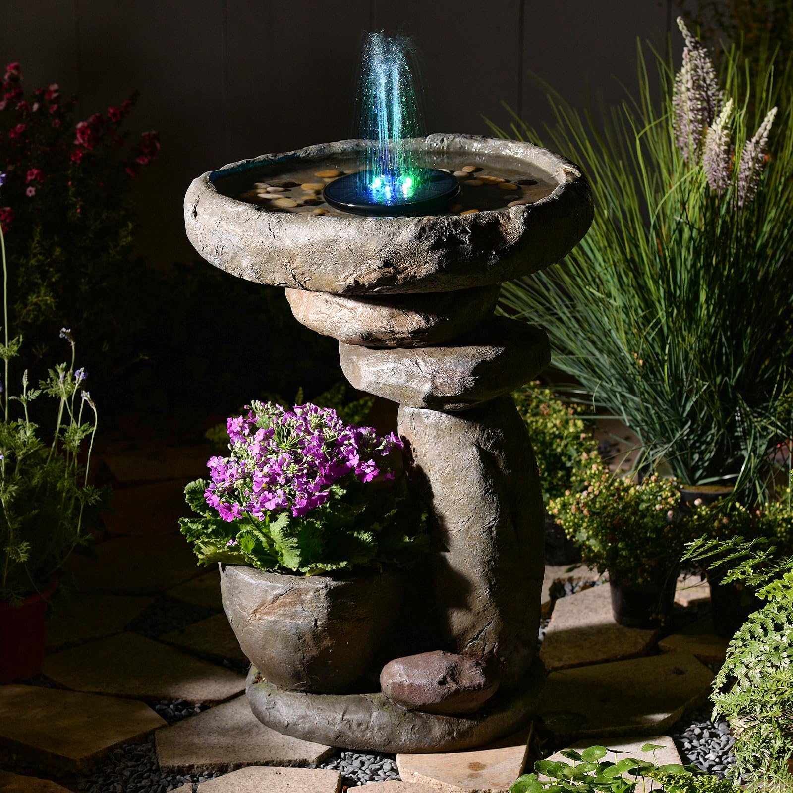 GardesT Outdoor Solar Fountain and Bird Bath
