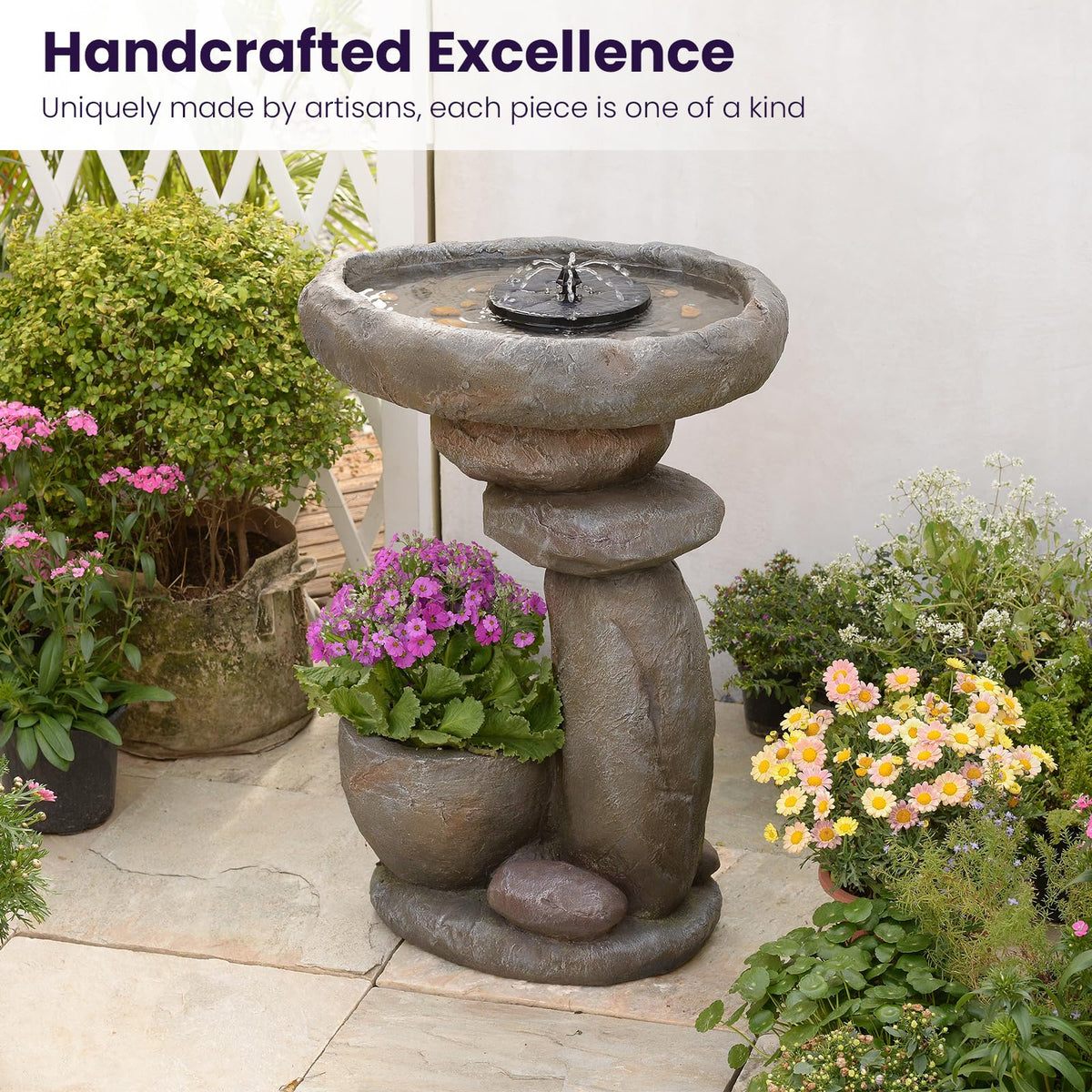 GardesT Outdoor Solar Fountain and Bird Bath