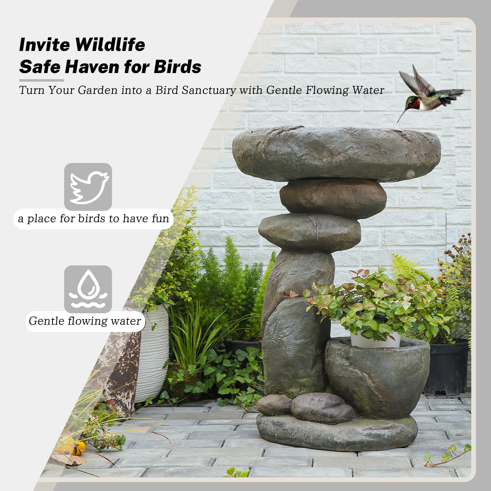 GardesT Outdoor Solar Fountain and Bird Bath