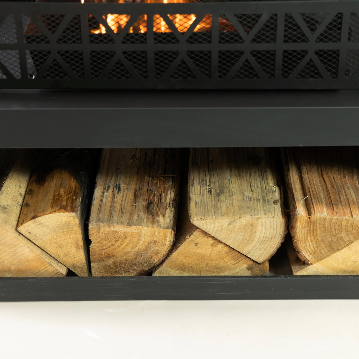 Deko Living 36" Rectangular Steel Outdoor Wood Burning Fireplace - Outdoor Fireplace with Adjustable Cooking Grill & Log Storage Compartment - Camping Fire Place with Safety Screen and Poker