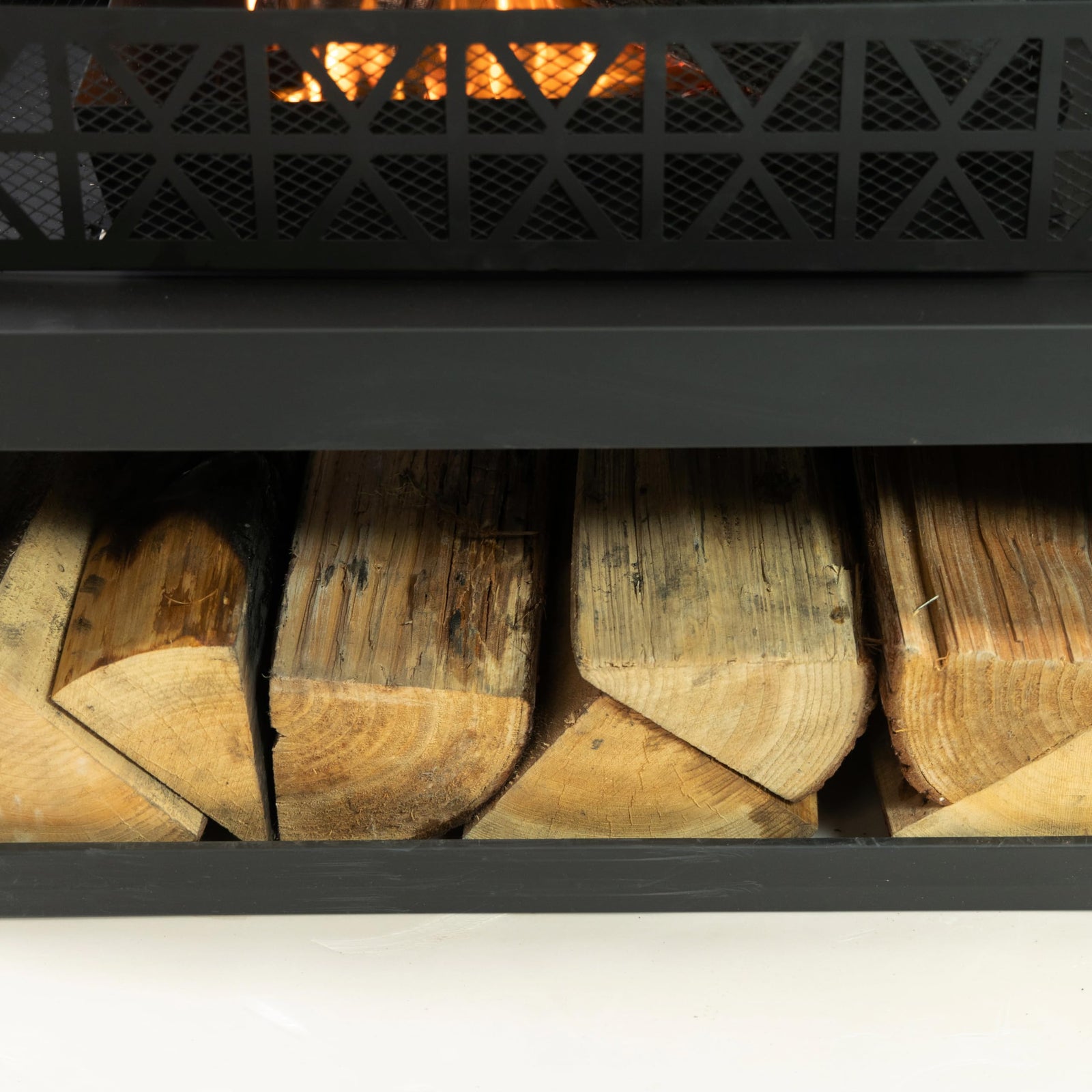 Deko Living 36" Rectangular Steel Outdoor Wood Burning Fireplace - Outdoor Fireplace with Adjustable Cooking Grill & Log Storage Compartment - Camping Fire Place with Safety Screen and Poker