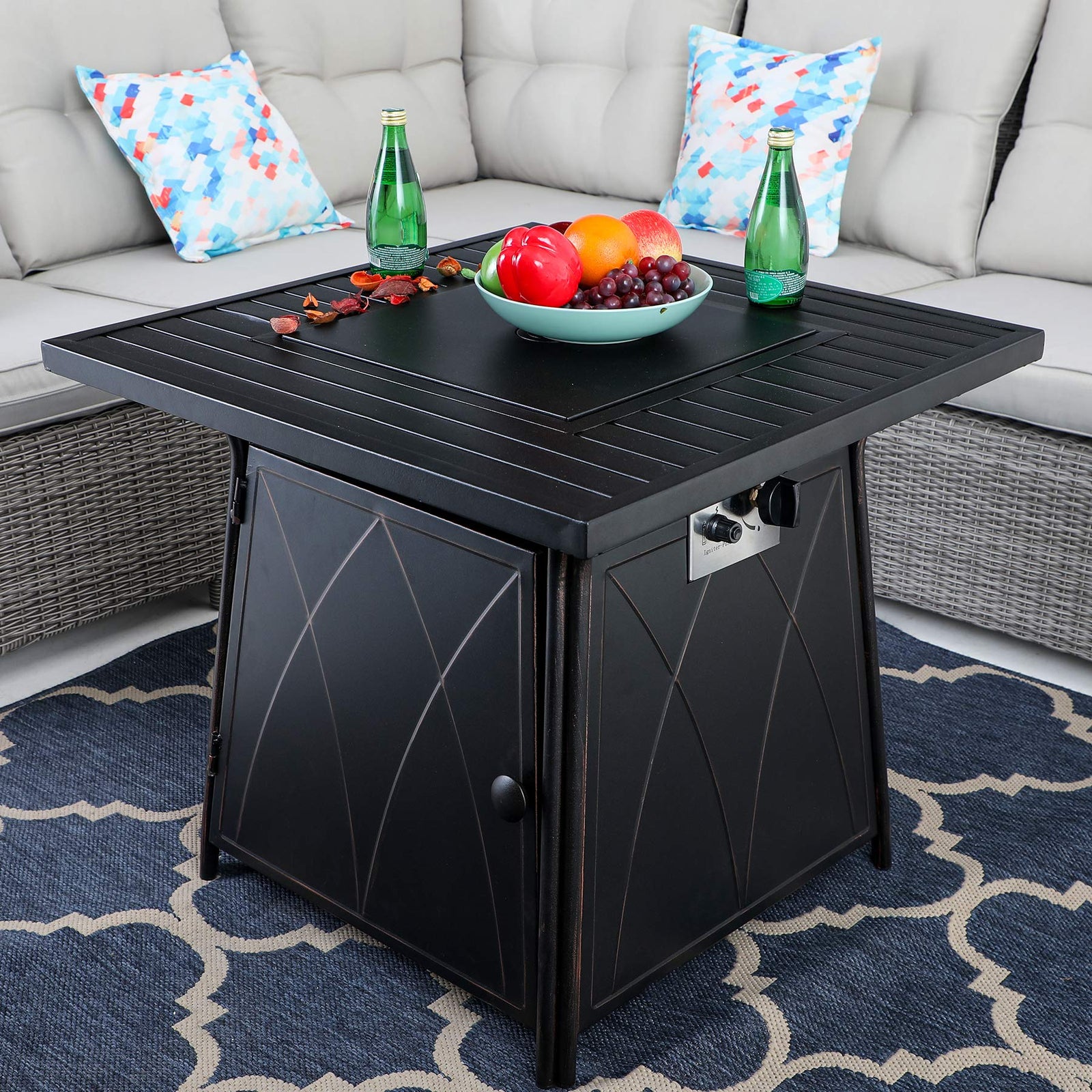 Sophia & William 5 Pieces Patio Dining Set with Gas Fire Pit Table