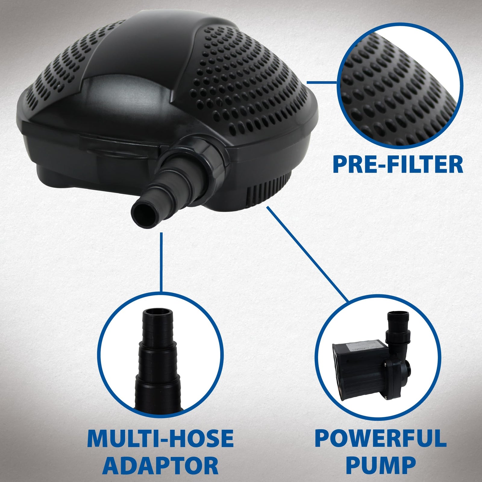 The Pond Guy SolidFlo G2 Submersible Pump for Small Ponds, Water Gardens & Waterfalls, Quiet, Durable, and Efficient Flow, Easy DIY Setup, 600 GPH