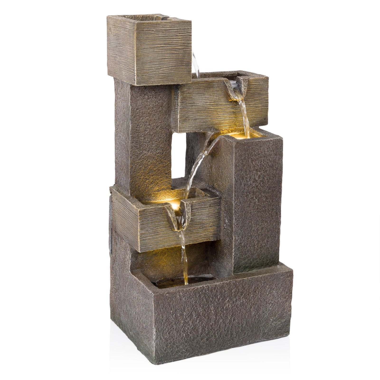 Alpine Corporation 19" Indoor/Outdoor Multi-Tier Water Fountain with LED Lights