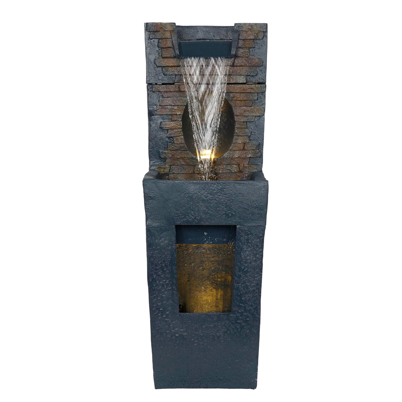 Alpine Corporation 40" Stone Wall Cascading Fountain with LED Lights