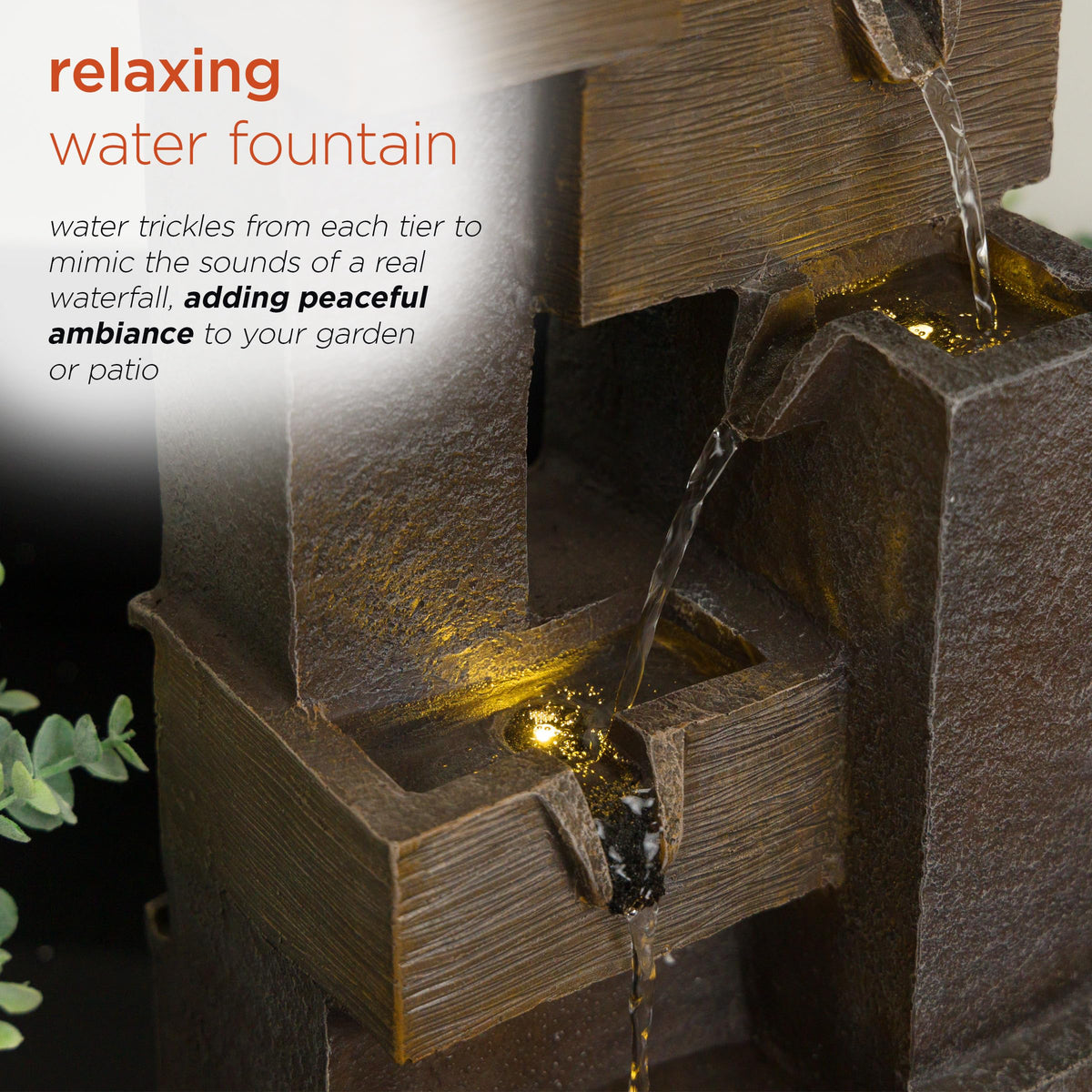 Alpine Corporation 19" Indoor/Outdoor Multi-Tier Water Fountain with LED Lights