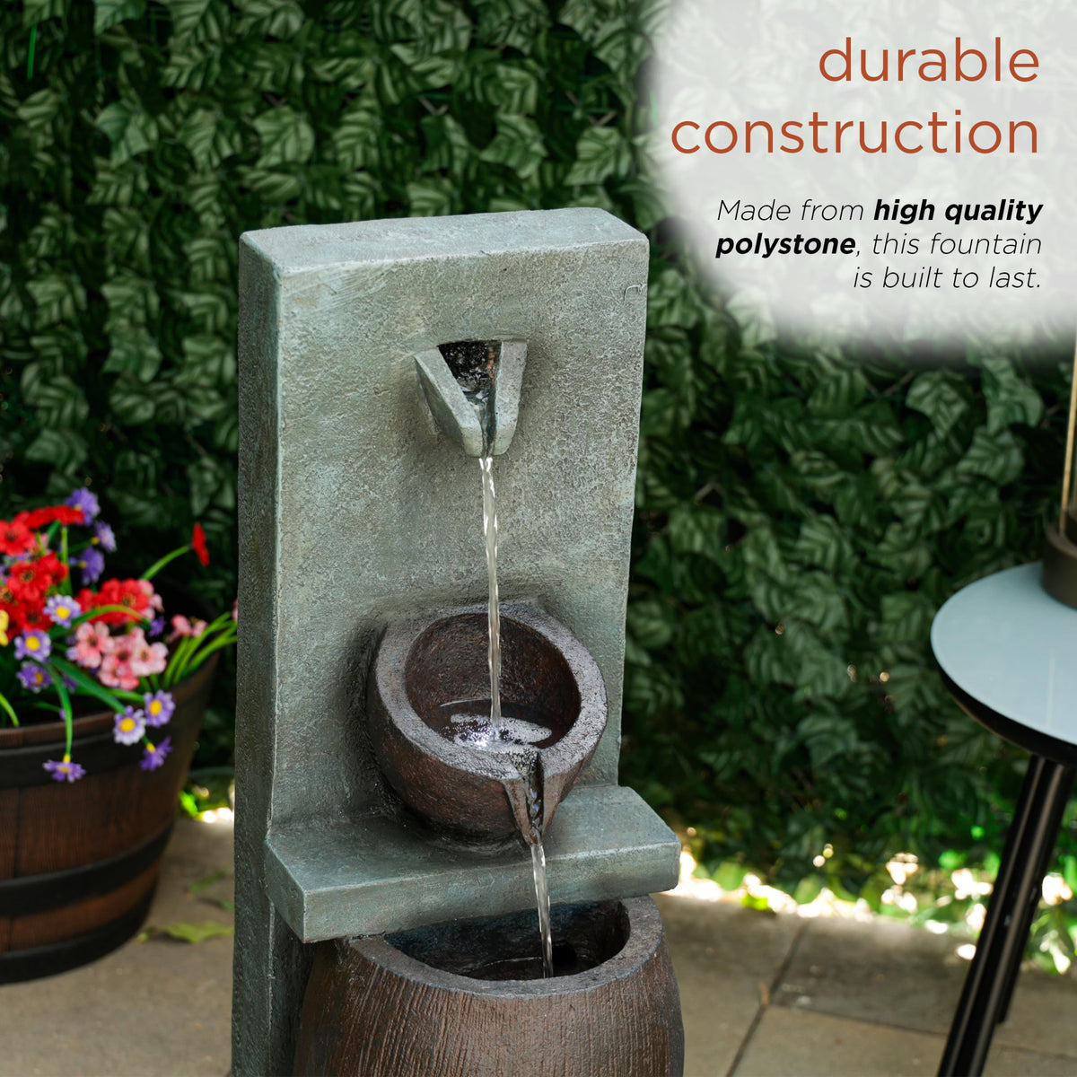 Alpine Corporation 32" 3 Tier Jar Fountain with LED Lights
