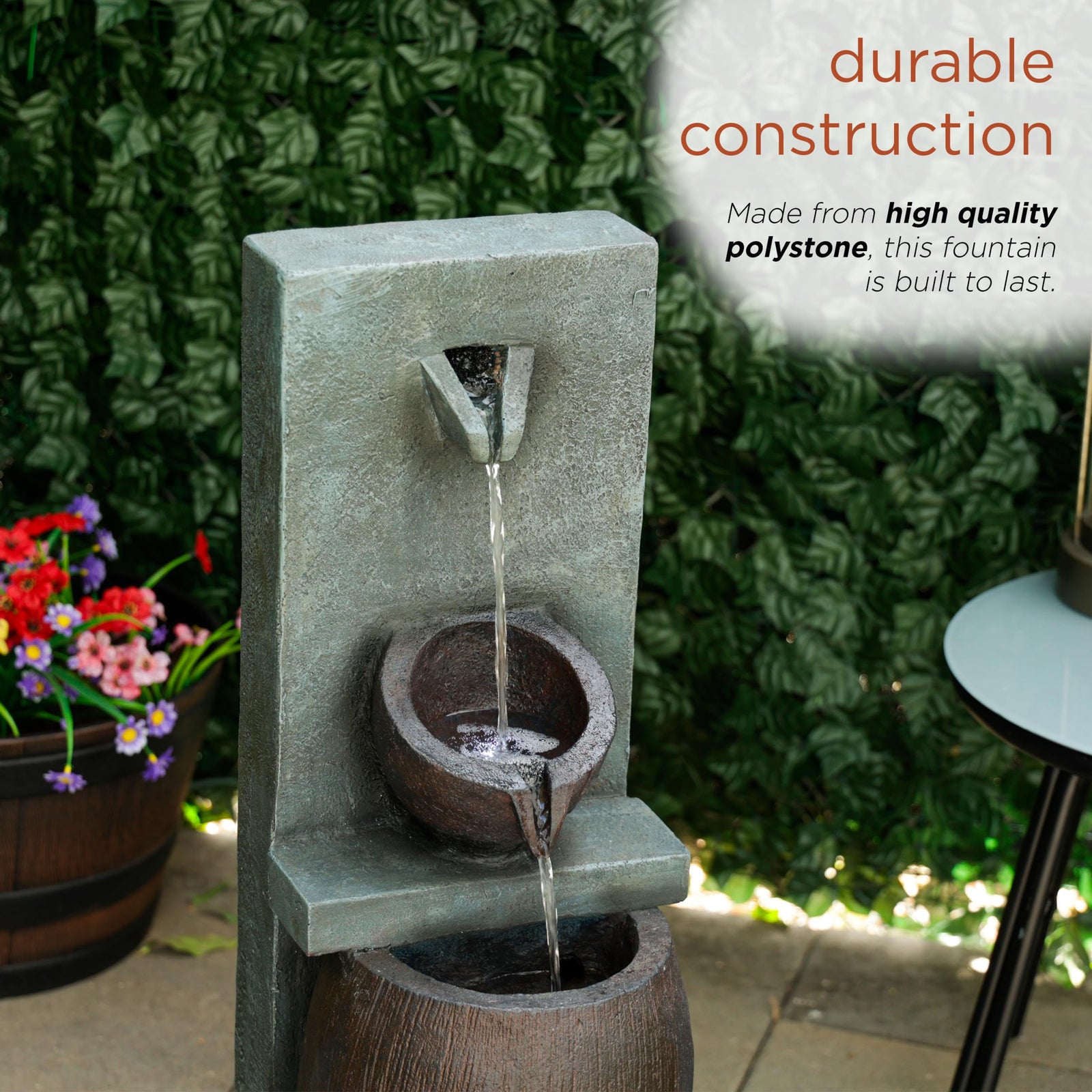 Alpine Corporation 32" 3 Tier Jar Fountain with LED Lights