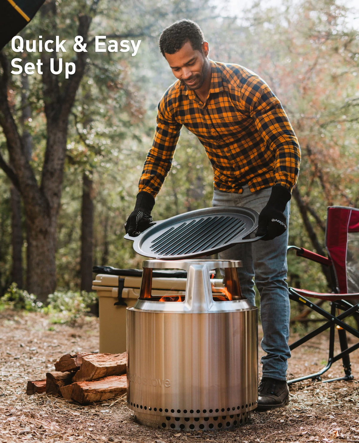 Solo Stove Bonfire Cast Iron Grill Cooking Bundle 2.0 | Smokeless Fire Pit Grill