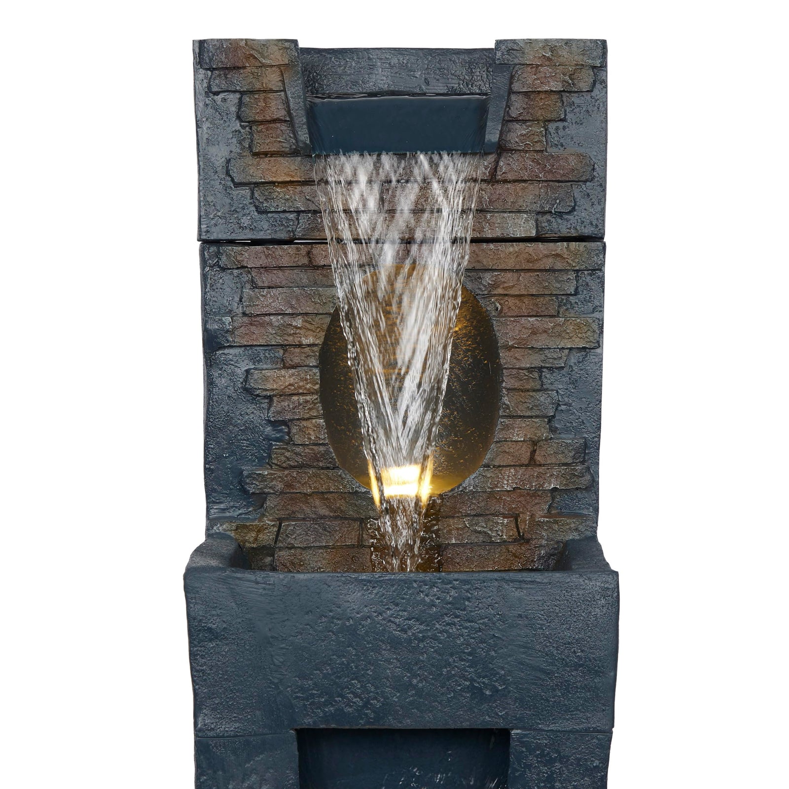 Alpine Corporation 40" Stone Wall Cascading Fountain with LED Lights
