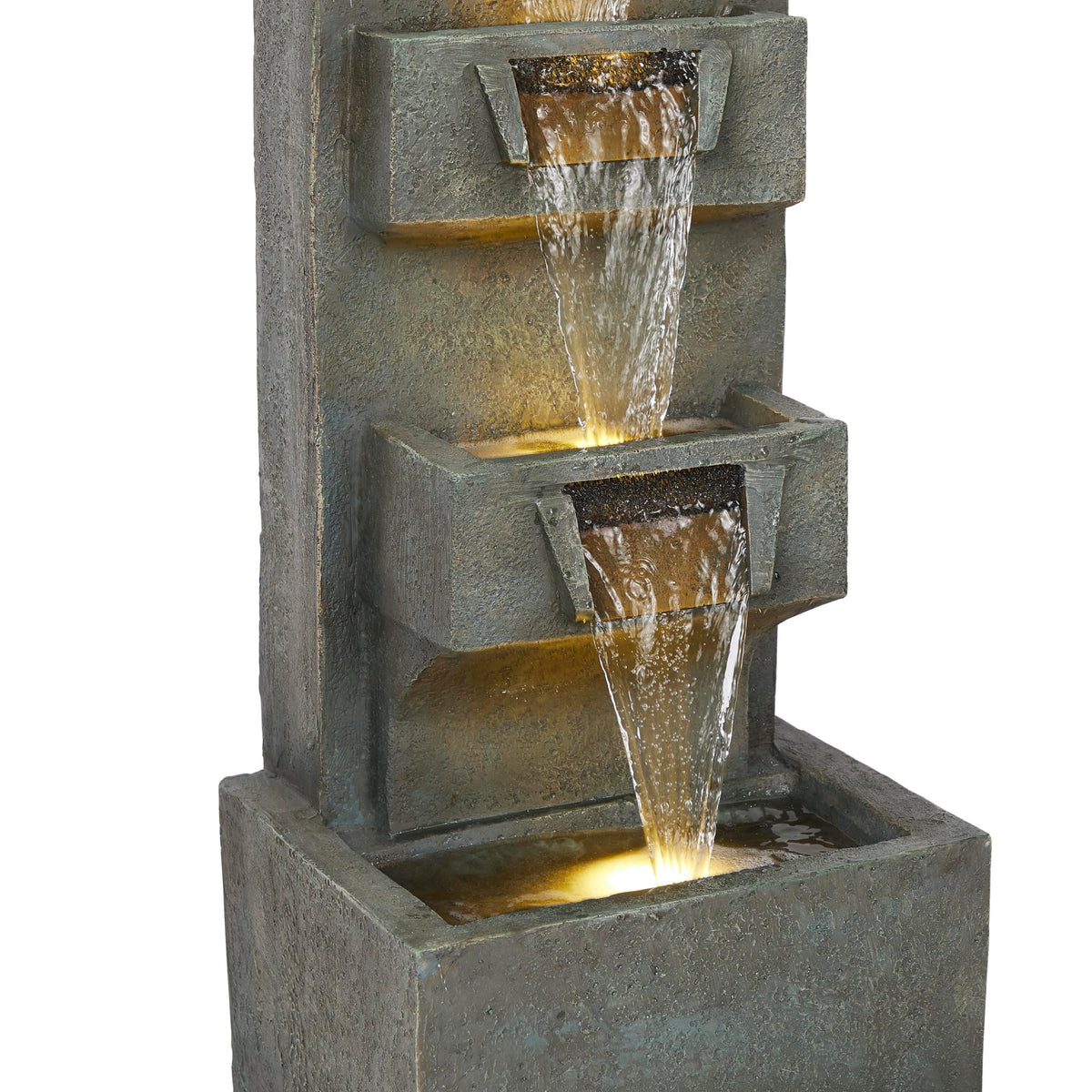 Alpine Corporation 33" 3 Tier Basin Cascading Fountain with LED Lights