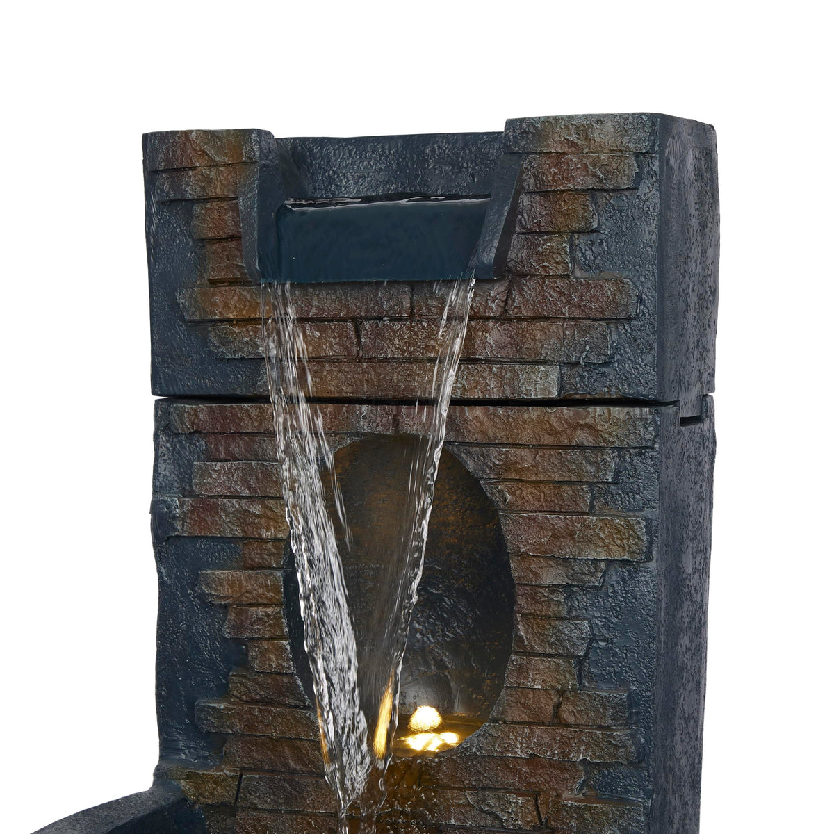 Alpine Corporation 40" Stone Wall Cascading Fountain with LED Lights