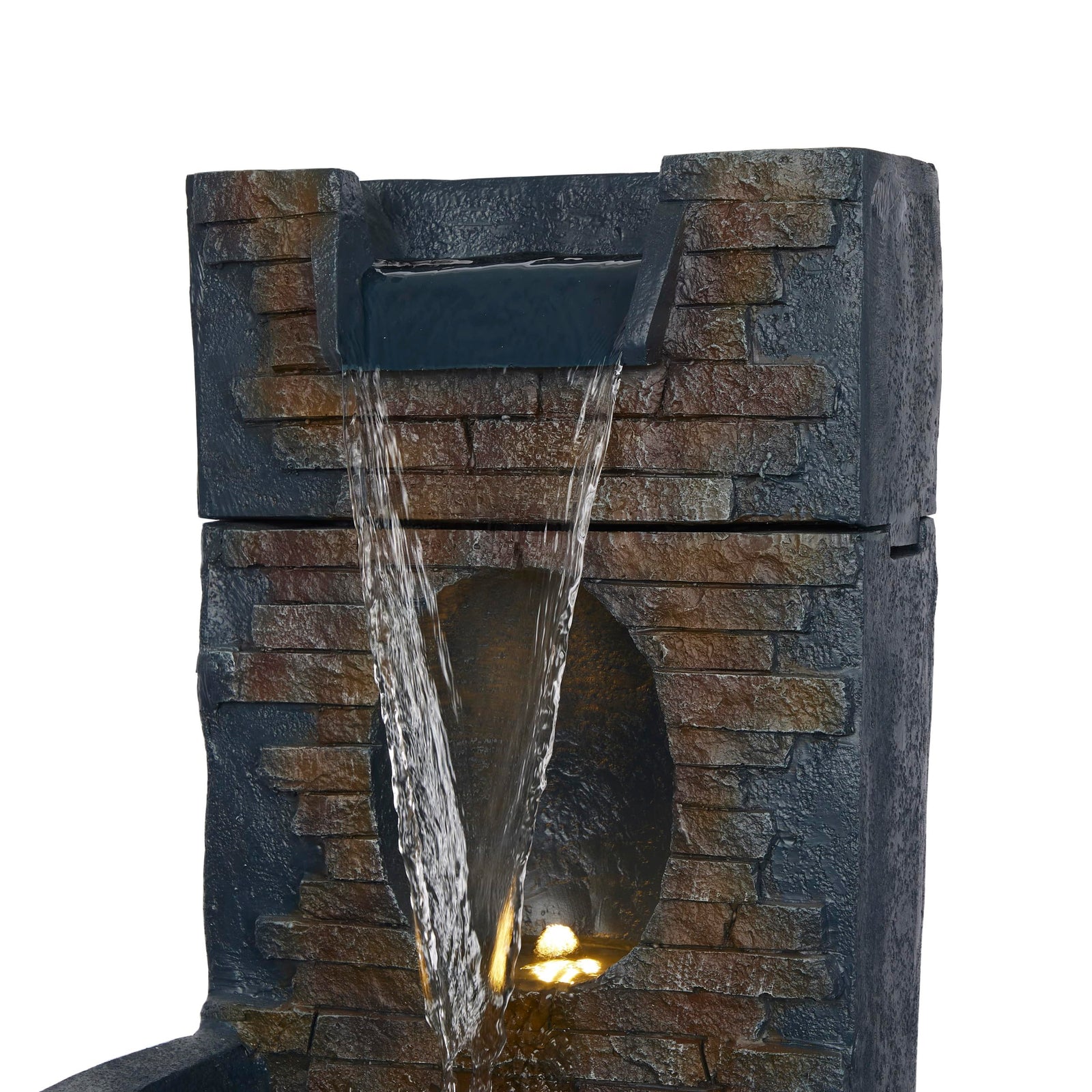 Alpine Corporation 40" Stone Wall Cascading Fountain with LED Lights