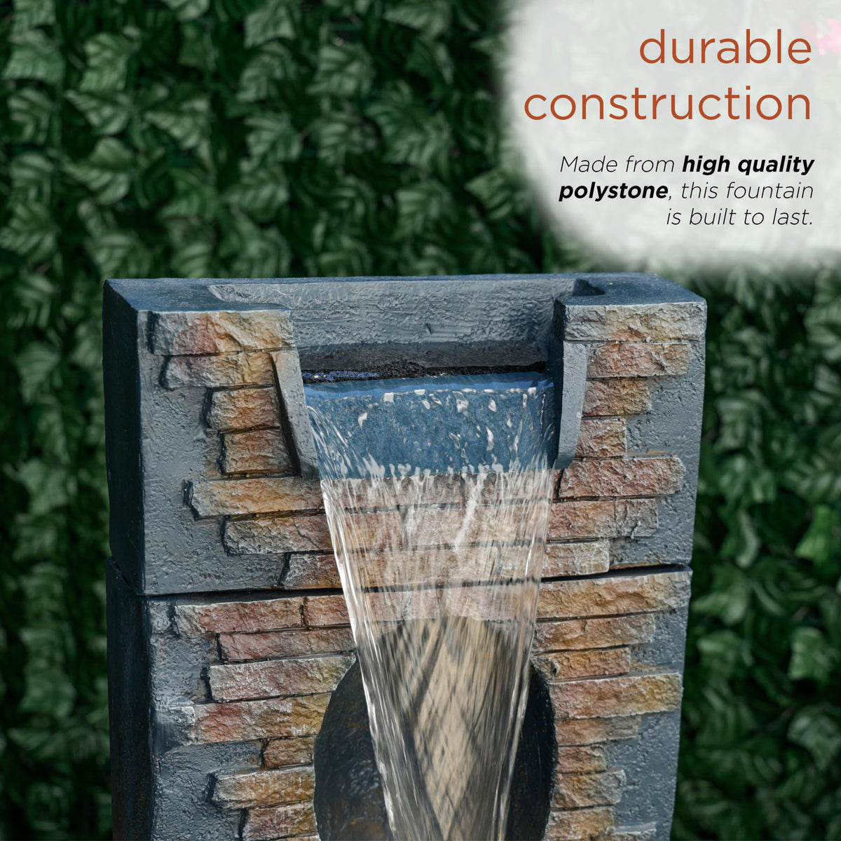 Alpine Corporation 40" Stone Wall Cascading Fountain with LED Lights