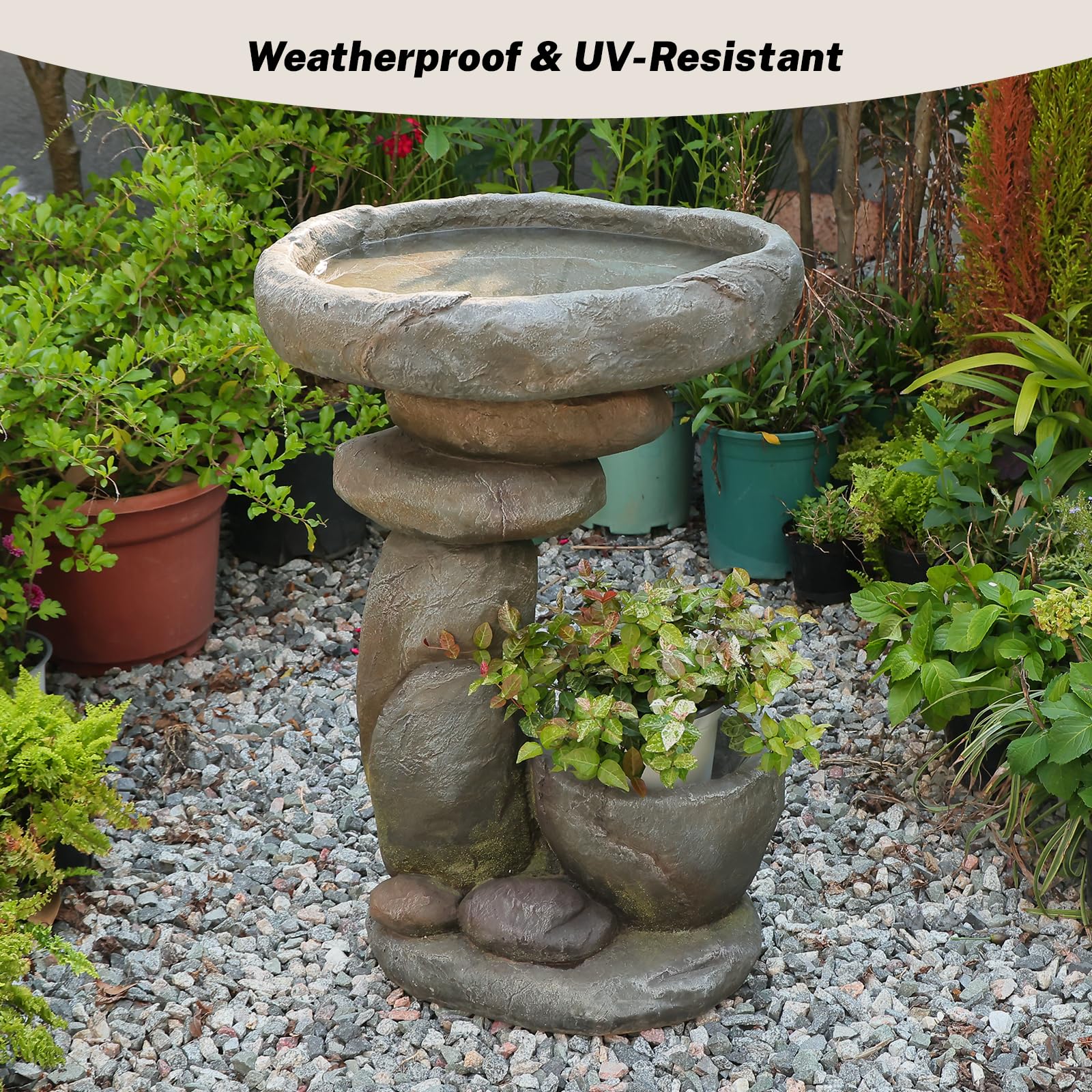 GardesT Outdoor Solar Fountain and Bird Bath