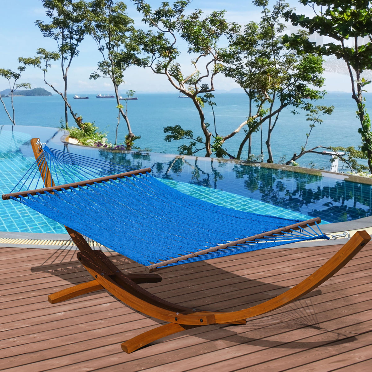 Lazy Daze 10 FT Double 2 Person Caribbean Rope Hammock - Blue