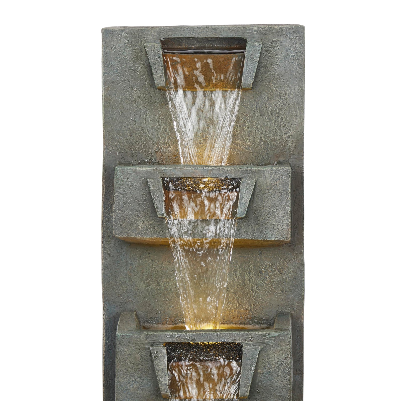 Alpine Corporation 33" 3 Tier Basin Cascading Fountain with LED Lights