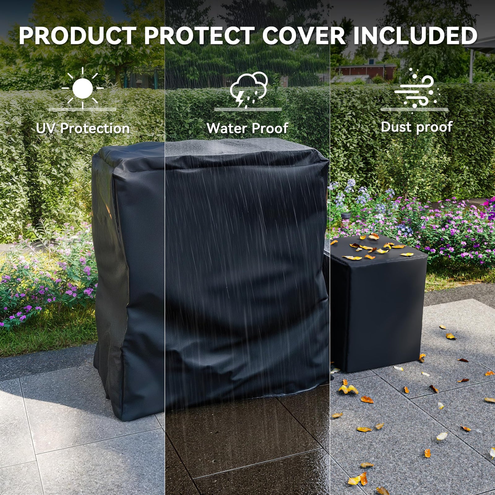 Gardenbee 35'' Outdoor Propane Fireplace with Tank Storage, 50,000 BTU Outdoor Gas Fire Pit with CSA Certified, Adjustable Flame, Dust Cover, Smokeless Ceramic Wood for Patio, Garden, Deck, Gray/Tan