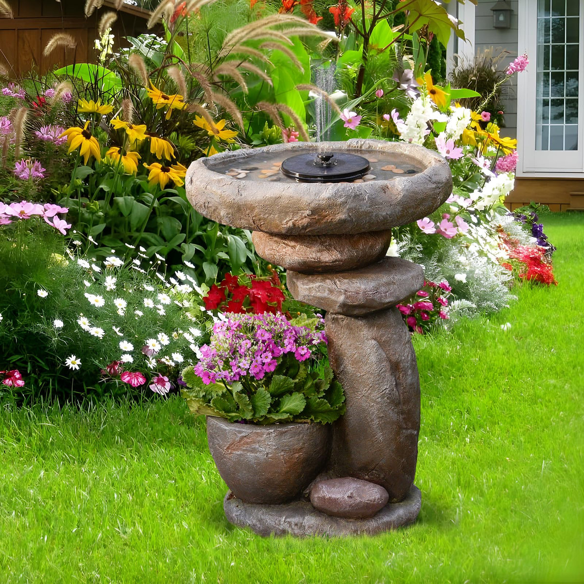 GardesT Outdoor Solar Fountain and Bird Bath