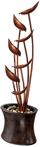 John Timberland Tiered Copper Leaves Modern Outdoor Floor Fountain and Waterfalls