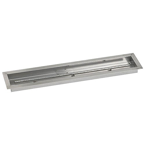American Fireglass SS-LCBKIT-N-36 Natural Gas 36" x 6" Linear Stainless Steel Drop-in Fire Pit Pan with Spark Ignition Kit